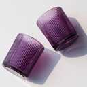VOHO 12pcs Purple Votive Candle Holders for Christmas Holiday Decorations, Vintage Glass Votive Candle Holder for Coffee Table Centerpiece, Ribbed Tealight Candle Holder for Birthday Gifts