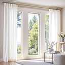 jinchan White Linen Curtains 84 Inchs Length Light Filtering Semi Sheer Curtains for Bedroom 2 Panel Set Farmhouse Drapes for Living Room 7FT Long, Rod Pocket/Back Tab 50W x 84L