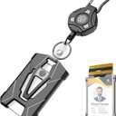 Oaridey Retractable Badge Holders, Heavy Duty Retractable Keychain with Tactical ID Card Holder (Holds 6 Cards) - 31.5 Badge Reel Key Chain