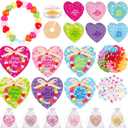 Kigeli 24 Set Mother's Day Bracelet Crafts with Colorful Heart Cards and Beads Mom Letter Beads Organza Bags Satin Ribbon for Mother's Day Party Handcrafted Personalized Gifts Jewelry Family Activity