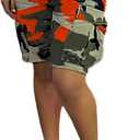 Famnbro Women Camo Shorts Slim Fit Camouflage Cargo Shorts Casual Army Fatigue Shorts with Pockets (Orange, Large)