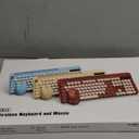 Wireless Keyboard and Mouse Combo, Retro Round Keycaps, Full-Size Cute Typewriter Keyboard with Large Phone/Tablet Holder, Auto-Sleep, 2.4GHz Cordless Connection for Windows/PC/Laptop (Camellia Rose)