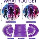 120 Pcs Kpop Birthday Decorations for 24 Guests - Purple Blue Music Theme Party Supplies with Plates Cutlery - Stage Light Design Tableware Set for Fan Gatherings and Events