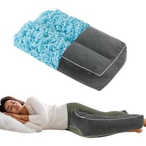 HOMBYS Shredded Memory Foam Knee Pillow for Side Sleepers, 6.5" Height Pillow Between Legs for Aligns Spine & Relieves Pressure Hip & Leg Elevation, Supportive Pillow for Pregnancy, Sciatica, Grey