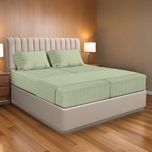Ready To Rest Split California King 5 Piece Bed Linen Set- 100% Egyptian Cotton- 400 TC- Deep Pocket- Adjustable Split Sheets- Sage Stripe