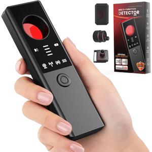 Anti-Spy Hidden Camera Detector - 6-in-1 GPS Tracker & Bug Detector, Signal Scanner, Rechargeable Privacy Protector for Solo Users/Hotel/Office/Home/Car with Intrusion Alert & SOS Flash Alert,Black