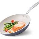 Mueller Frying Pan, Heavy Duty German Stone Coating Non Stick Frying Pans, No PFOA or APEO, Paella Pan, Dishwasher and Oven Safe, Even Heat Distribution, Cool Stainless Steel Handle, Light Grey