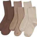 DOKUTOKU Womens Crew Socks Size 7-9 Cotton Cute Long Fall Workout Casual Socks 6 Pack (Multicolor-3 Pairs)