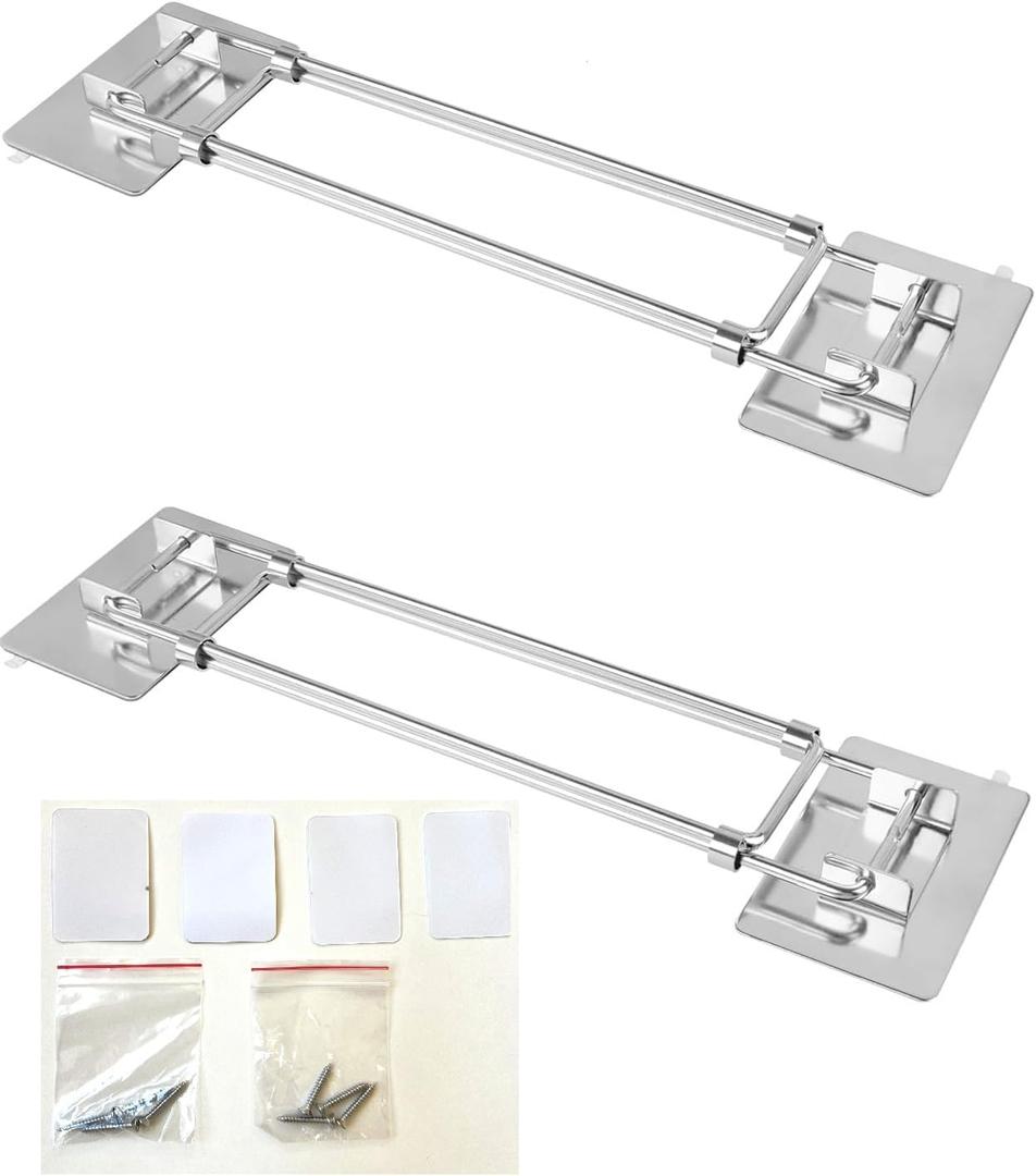 Marine Part Depot Adjustable Stainless Steel RV Shower Corner Storage Bar for Corner Shelves in Camper, Length 8-14 inches (2 Pack)
