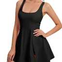 Womens Tennis Dress Built in Shorts Athletic Dress with Pockets for Golf Workout Active (Small, Black)