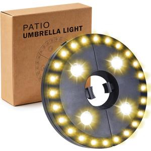 OYOCO Warm White Patio Umbrella Light 3 Brightness Modes Cordless 28 LED Lights at 200 lumens 4 x AA Battery Operated,Umbrella Pole Light for Patio Umbrellas,Camping Tents