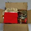 5 Set Gold Fortune Cookie Metal Fortune Cookie Box Individually Wrapped Bulk Paper Message with Red Velvet Bags Kit for Christmas Weddings Decoration Couples Keepsake