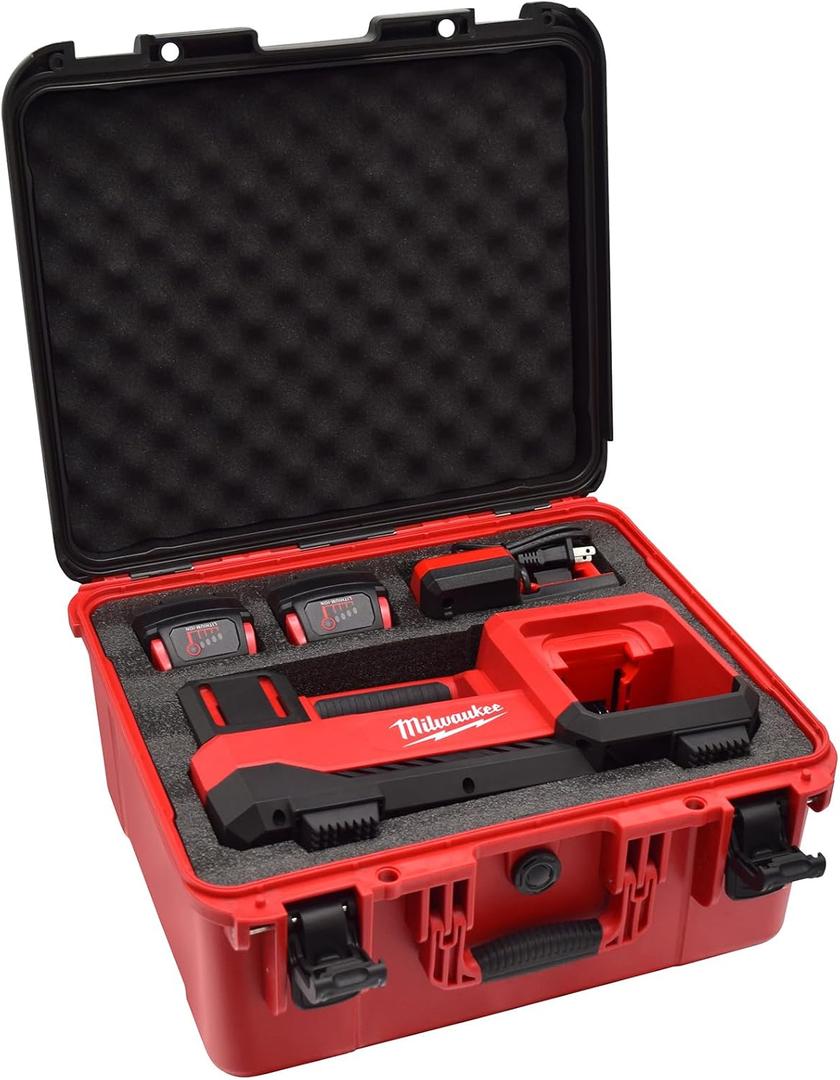 Air Compressor Hard Storage Case for Milwaukee M18 Inflator 2848-20 - Waterproof, Dustproof, Shockproof Air Pump Storage Carrying Bag for Milwaukee Tools, Battery & Charger - Black & Red (Case Only)