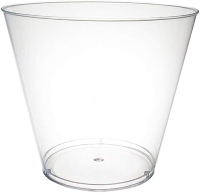 Party Essentials Disposable 9 oz Party Punch Cups | Old Fashioned Tumblers | Cocktail Glasses, 200 Count, Clear, Hard Plastic