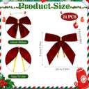 2 x 24pcs Velvet Bows for Christmas Tree - Red Bows for Christmas Tree for Garland Wreath Rustic Crafts Gift Indoor Outdoor Xmas Decorations