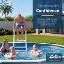 Blue Wave A-Frame Above Ground Pool Ladder with Flip-Up Safety Steps, Heavy Duty Pool Ladder for 48-54 Inch Pools, Non-Skid Pool Steps with Anti-Entrapment Barrier and Locking Design, 250 lb Capacity
