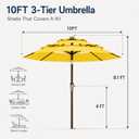 10ft Patio Umbrella, 3-Tier Vented Outdoor Table Umbrella with 8 Sturdy Fiberglass Ribs, Windproof Market Umbrella with Push Button Tilt and Crank, UV Protection for Deck, Pool, Sunshine Yellow