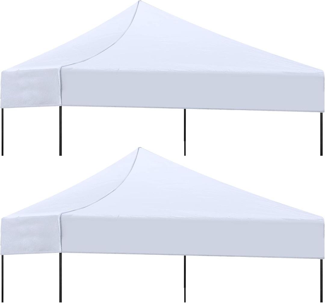 Amylove 2 Pieces 10x10 Canopy Replacement Top Waterproof Canopy Cover Replacement Pop up Outdoor Tent Parts for Garden Patio Camping Sun Protection, Top Only(White)