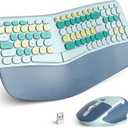 KNOWSQT Ergonomic Wireless Keyboard and Mouse Combo Coral - 2.4G Split Colorful Keyboard with Wrist Rest, 3 Level DPI Adjustable Optical Mouse for Windows, Computer, PC, Laptop (Green)