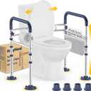 Toilet Safety Rails for Seniors, Adjustable Height & Width Toilet Rails, 350 lb Toilet Handles for Elderly and Disabled, Foldable Toilet Safety Frame, Toilet Bars Fit Any Toilets