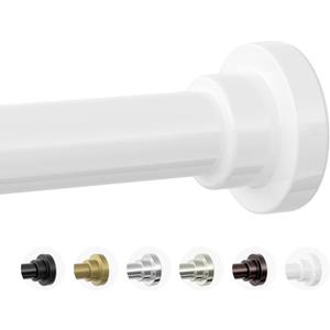 Mcrbeay Shower Curtain Rod, 1" Diameter Heavy Duty Tension Shower Rod, Non Slip Adjustable 28-74 inch No Drill Shower Curtain Rods Spring Tension For Bathroom, Shower Stall, No Rust, White