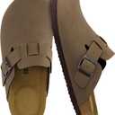 CUSHIONAIRE Hana Womens Clogs | Comfortable Vegan Suede Clogs for Women | Slip On Potato Shoes with Cork Footbed & Arch Support| BROWN 8W