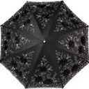 LCY Embroidered Lace Double-deck Anti-UV Parasol Sun/Rain/Snow Folding Umbrella (Black)