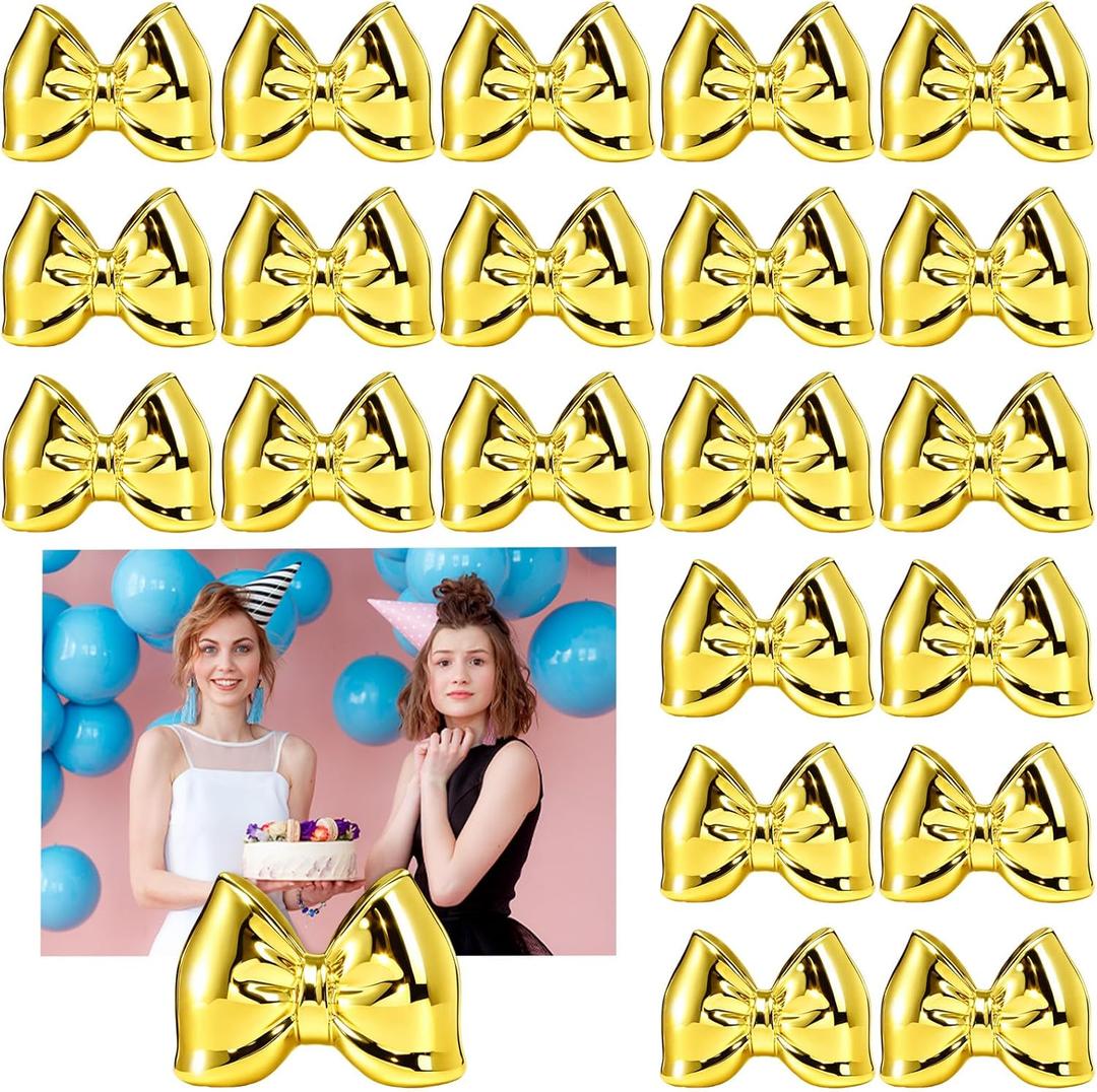 Leinuosen 24 Pcs Golden Bow Centerpieces Place Card Holder Bowknot Shaped Table Number Holder Coquette Name Place Photo Picture Stand for Office Menu Events Wedding Party