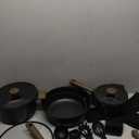 Astercook Non Stick Pots and Pans Set, Healthy Non-Toxic Titanium Induction Kitchen Cookware Sets for Cooking with Frying Pans, PFAS/PTFE/PFOA & PFOS Free, Black, 18Pcs