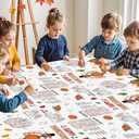 Happy Thanksgiving Coloring Tablecloth for Kids-Giant Thanksgiving Paper Activity Table Cover, Jumbo Fall Turkey Coloring Games Poster Crafts for Thanksgivings Table Decor Party Favors,54 x 108 Inch (Thanksgivng 1 Pcs)