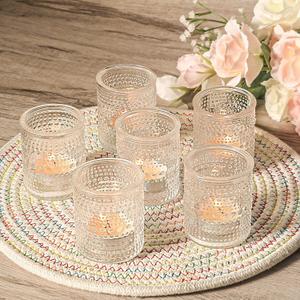 NEAGLORY Glass Votive Candle Holders Tealight Candle Holder Set of 6, Vintage Floating Candle Holder for Home, Wedding, Bridal Shower, Christmas, Thanksgiving, Party Table Centerpieces Decorations