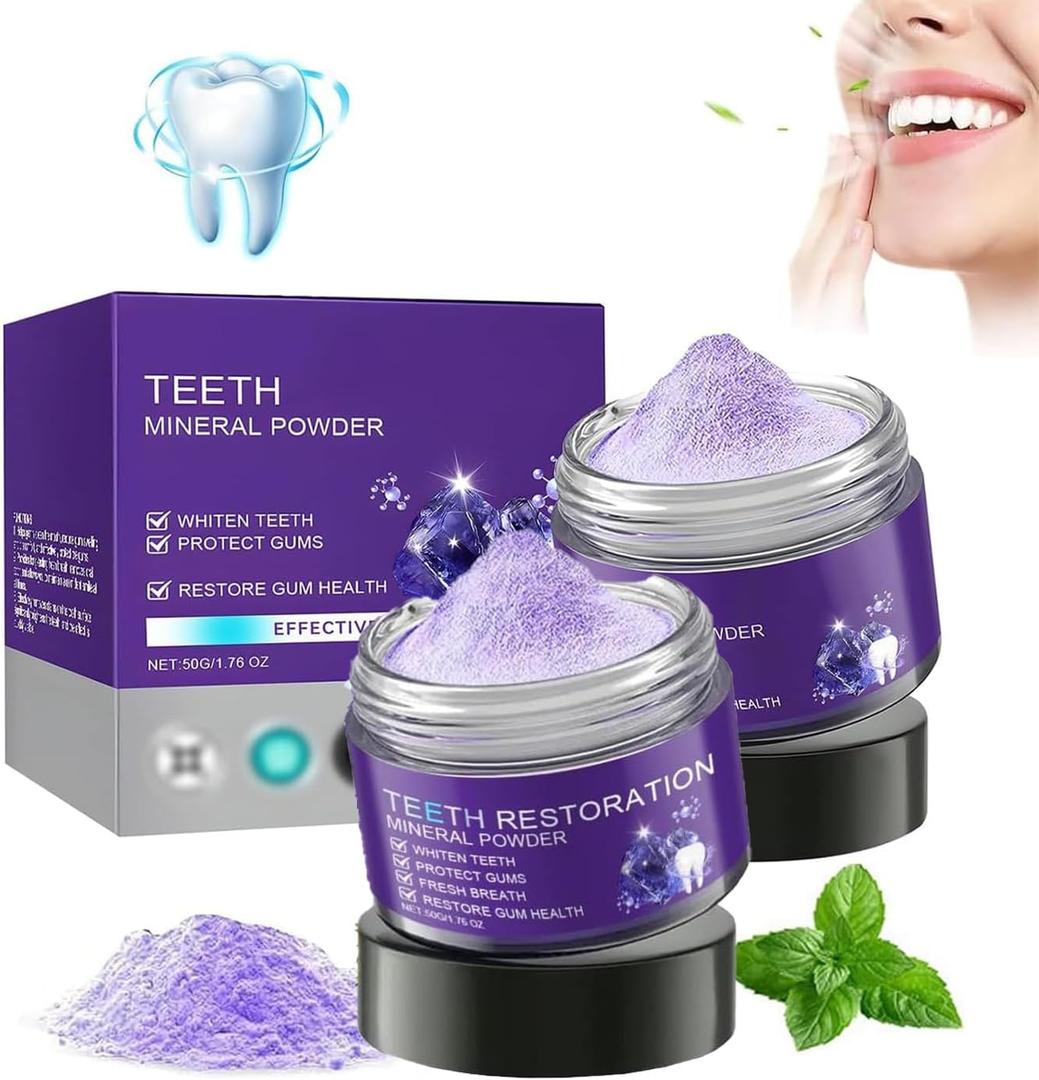 Teeth Restoration Mineral Powder,Mineral Tooth Powder,Effective in Strengthening Teeth and Gums,Fresh Breath (2PCS)