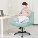 Orange Factory Criss Cross Chair Wheels Wide Cross Legged Office Desk Vanity Chair Comfy Fabric Armless Adjustable Swivel for Home Computer Task (Mint Wheel, Fabric), 35.6 inches x 25.5 inches x 20 inches