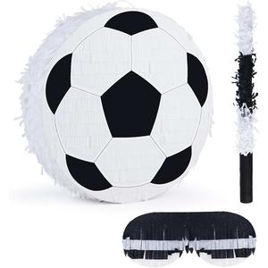 Pinata Bundle with a Blindfold and Bat (13"x13"x4"), Soccer Ball Pinata for Birthday Party Boys, Perfect for Birthday Party, Sport Theme Party, Decoration