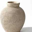 Retro Ceramic Vase, 7.5 Inch Farmhouse Rustic Pot, Vintage Table Centerpiece for Living Room, Dining Room Office Desk Bookshelf & Fireplace Decor