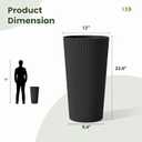 24" Tall Planters for Outdoor Plants Set of 2 - Round Black, 23.6"H x 13"W x 13"W