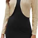 ZAFUL Womens Long Sleeve Lightweight Cardigan Scalloped Open Front Shrug Bolero Sweater Shawl Light Coffee S