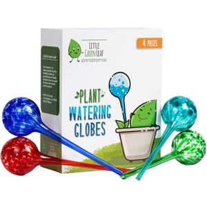 Little Green Leaf LGL Plant Watering Globes - Automatic Self Watering Globes. Decorative Self Watering Planter Inserts. Self Watering Spikes to Support Plant Health. 4 Pack x 350ml.