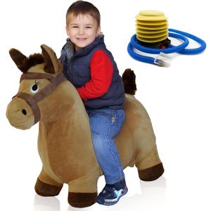 bintiva Children's Horse Hopper Exercise Jumping Animal, Bouncy Horsey caballos de juguete para nios Fun Space Hopper for Core Strengthening (Horse - W Brown Cover)