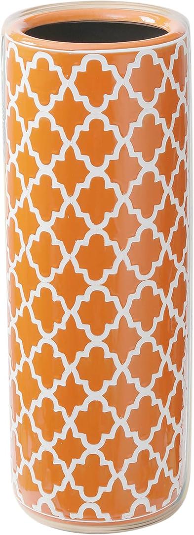 Porcelain Ceramic Umbrella Stand Umbrella Holder Modern Style Floor Vase for Storing Canes Walking Sticks for Entryway Indoor Decor 24High