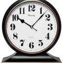 Retro 10 Inch Silent Desk Clock - Antique Decorative, Easy to Read in Office/Bedroom (Black)