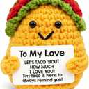 3 x Mothers Day Wife Gifts for Wife from Husband - Handmade Positive Crochet Taco Plush, Romantic Valentines Day Birthday Anniversary Gifts for Her, Taco Stuffed Animal for Desk Decor, Home Decor