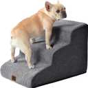 EHEYCIGA Curved Dog Stairs Ramp for Small Dogs 15.7" H, 3-Step Dog Steps for Couch Sofa and Chair, Pet Stairs for Cats, Non-Slip Balanced Pet Steps Indoor, Grey