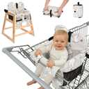 Baby Shopping Cart Seat Cover Padded Shopping Cart Seat for Baby, High Chair Cover for Restaurant, Unisex Machine Washable Infant Toddler Cart Cover with Storage Pockets Gray Elephant