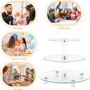 Acrylic Cupcake Stand, Clear Dessert Tower Holder Display with Base for Wedding, Party, Baby Shower, 3 Tier Round, Transparent