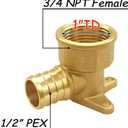 Uenede 3PCS LF Brass 1/2 Inch PEX Barb to 3/4 NPT Female with Drop Ear 90 Degree Elbow Coupling Pipe Crimp Fitting