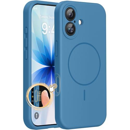 Miracase Magnetic for iPhone 17 Case, Compatible with MagSafe, Integrated Silicone Camera Control Cover, 3.0mm Thicken Shockproof Drop Protection Phone Case for 17,Capri Blue
