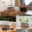 PRUNUS J-130 Retro Portable AM FM Radio AC Plug in Wall,Battery Operated/Rechargeable,Transistor Radios with Bluetooth,Vintage Wood Radio Support TF Card/USB Playing, for Dad and Mom (Brown)