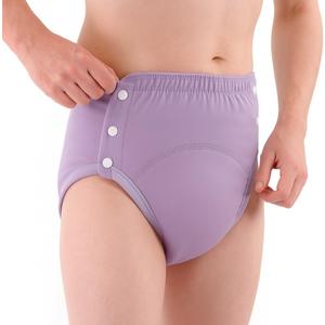 Cotton Incontinence Pants for Adults: Washable, Breathable, Adjustable Leak-Proof Underwear for Elderly (Purple, 3XL)