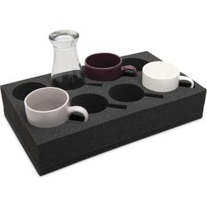 Foam Cup & Glass Holder Grey Sponge Tray, 8-Slot for Standard Mugs Sturdy Travel Drink Campervan Storage, Beverage Organizer for RV, Camper, Boat & Motorhome